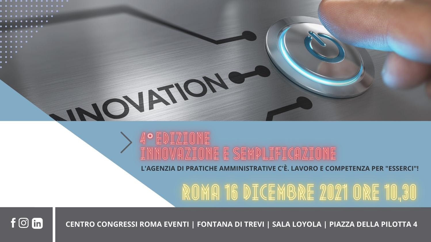 4° EDIZIONE INNOVAZIONE E SEMPLIFICAZIONE